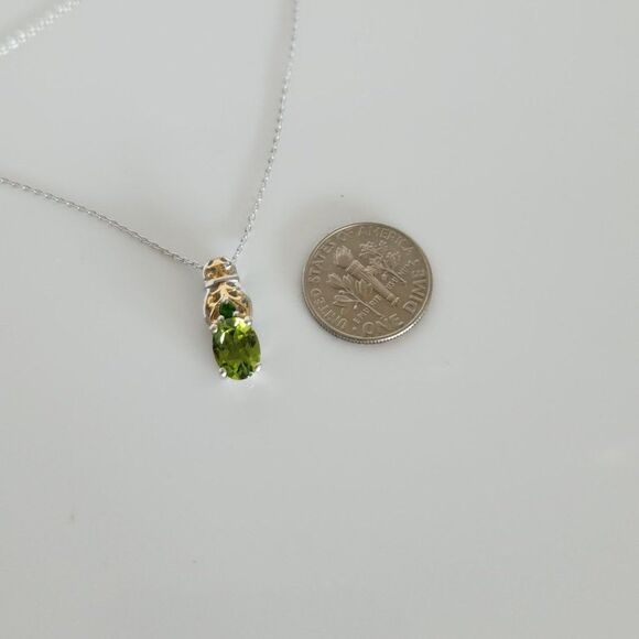 Peridot and Chrome Diopside Pendant Necklace in 14K YG and Sterling Silver - Picture 10 of 10